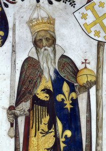 Depiction of the Marquises of Saluzzo and Their Wives as Historical and Mythological Heroes and Heroines (Detail: Manfredo III as Charlemagne)