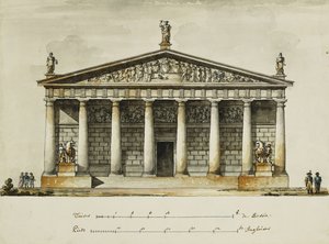 Designs for the Riding School of the Horse Guards, St. Petersburg: Elevations, Section and Ground Plan by Giacomo Quarenghi