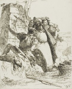 A Magician, A Soldier, and Three Figures Watching a Burning Skull, from Scherzi
