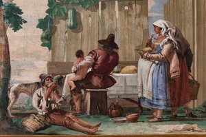 Peasant Family at Table, from the Room of Rustic Scenes, in the Foresteria (Guesthouse)