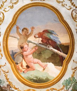 Putti with a Parrot from the Putti Room in the Foresteria (Guesthouse) by Giovanni Domenico Tiepolo