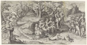 Marriage of Isaac and Rebekah (Sheet 1) by Gijsbert Van Veen