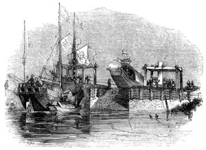 Boat Drawn Over a Sluice or Lock on a Canal by Giles