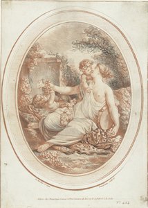Bacchanal with Nymph and Two Putti by Gilles Demarteau