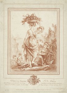 Woman with Flower Basket in Garden