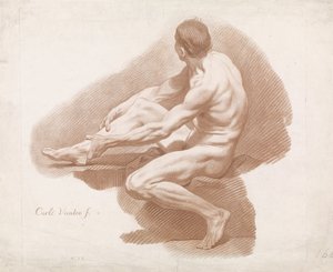 Seated Male Nude by Gilles Demarteau