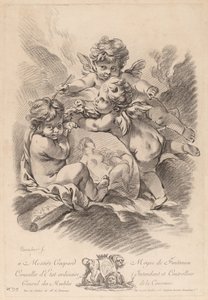 Allegory of Painting with Three Cherubs by Gilles Demarteau the Elder after François Boucher