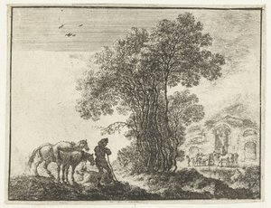 Landscape with a Farmer and Two Horses by Gilles Neyts