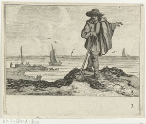 Dune Landscape with a Walker (Various Beaches and Water Views by Jan Percelles) by Gillis van Scheyndel (I)