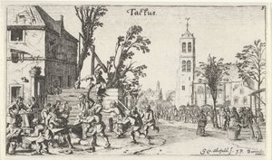 Fight at an Inn (The Sense of Touch) (Landscapes with the Five Senses series) by Gillis van Scheyndel (I)