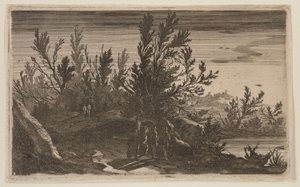 Riders on a Wooded Path to Left of Pond, from Six Landscapes by Gillis van Scheyndel