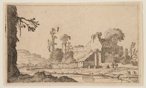 Ruins Transformed into a Farm on a River, from Twelve Landscapes by Gillis van Scheyndel