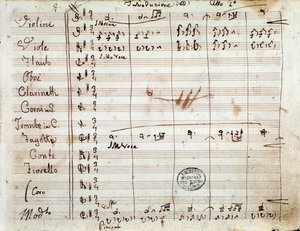 First page with autograph of score for act II of the opera The Barber of Seville by Gioacchino Rossini by Gioachino Rossini