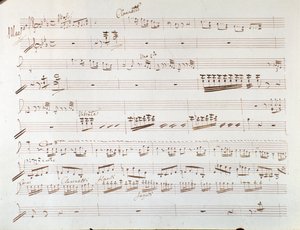 Page of musical score of violin for symphony in Cinderella, or Goodness Triumphant by Gioacchino Rossini