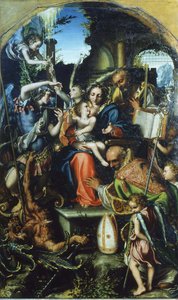 Holy Family with Saint Michael the Archangel and the Devil Contending for Souls, Saint Bernhard by Giorgio Gandini del Grano