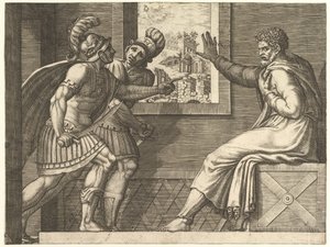 Caius Marius in Prison, Two Cimbrian Soldiers Entering His Cell, 1560-69 by Giorgio Ghisi