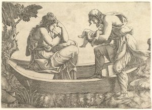 Danae and the infant Perseus cast out to sea by Acrisius by Giorgio Ghisi