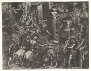 The Fall of Troy and Escape of Aeneas by Giorgio Ghisi
