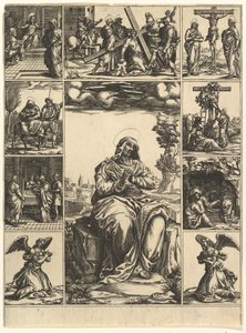 The Virgin of Sorrows, an Image of the Virgin Mary Surrounded by Nine Vignettes by Giorgio Ghisi