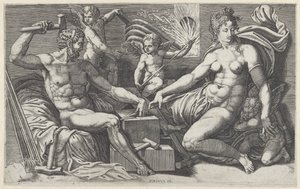 Venus and Vulcan in the Forge of Vulcan by Giorgio Ghisi