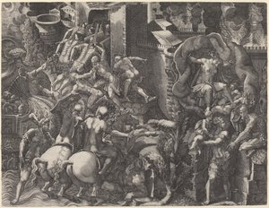 The Fall of Troy and the Escape of Aeneas by Giorgio Ghisi after Giovanni Battista Scultori