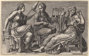 The Three Fates by Giorgio Ghisi after Giulio Romano