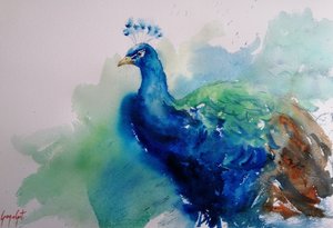 Elegant Blue Peacock by Giorgio Gosti