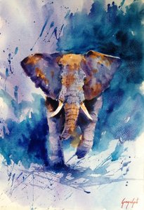 Majestic Blue Elephant by Giorgio Gosti