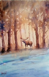 Majestic Moose Winter Forest by Giorgio Gosti