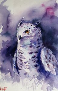 Mystical Purple Owl by Giorgio Gosti