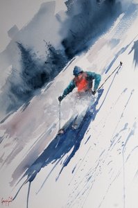 Powder Skier Descent by Giorgio Gosti