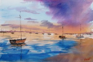 Purple Sunset Marina by Giorgio Gosti