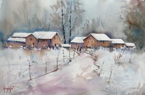 Rustic Winter Village by Giorgio Gosti