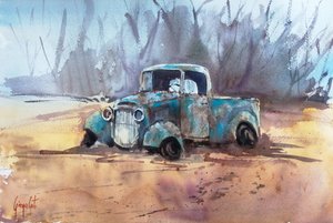 Rusty Blue Pickup Truck