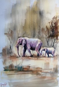 Savanna Elephant Family by Giorgio Gosti