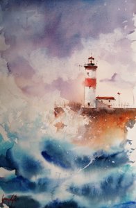 Stormy Lighthouse Waves by Giorgio Gosti