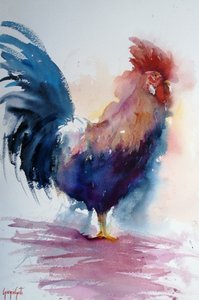 Vibrant Watercolor Rooster