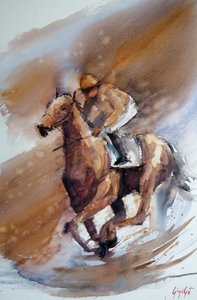 Watercolor Horse Race
