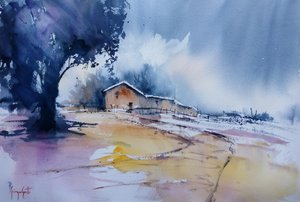 Winter Barn Path
