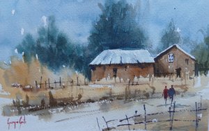 Winter Path To Cabins by Giorgio Gosti