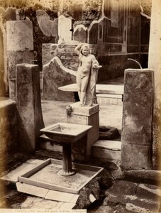 Fountain Composed of a Sculpture of a Young Boy Nude in the House of Balcone Pensile, Pompeii by Giorgio Sommer