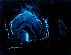 Reproduction of an engraving of the Blue Grotto on the Island of Capri