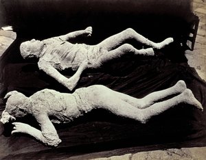Two Casts of Human Figures from the Excavations of Pompeii by Giorgio Sommer
