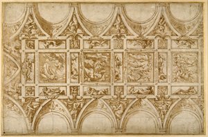 Design for the refectory ceiling of the Jesuit College at Cortona by Giorgio Vasari
