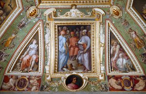 (detail) of the room of Cosimo de Medicis representing himself with artists and intellectuals
