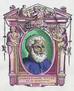 Portrait of Andrea Pisano, engraving from Lives of the Most Excellent Painters, Sculptors and Architects by Giorgio Vasari