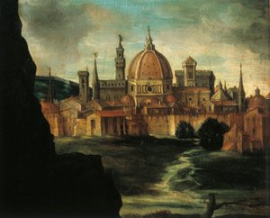 Portrait of Duke Alexander De Medici, Detail: city of Florence