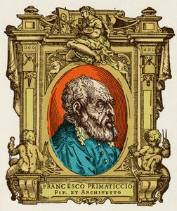 Portrait of Francesco Primaticcio known as The Primatice (1504-1570) painter, sculptor and architect. He was a member of the Ecole de Fontainebleau. Engraving of the treat 