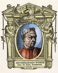 Portrait of Giovan Francesco Rustici (1474 - 1554) Italian sculptor and architect. Engraving of the treat Lives of the most excellent painters, sculptors and architects (Le Vite de