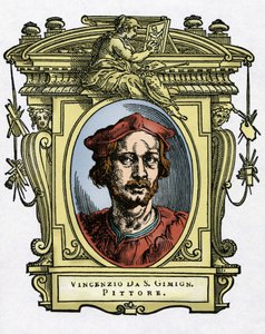 Portrait of Vincenzo Tamagni, engraving from Lives of the Most Excellent Painters, Sculptors and Architects by Giorgio Vasari
